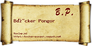 Böcker Pongor névjegykártya